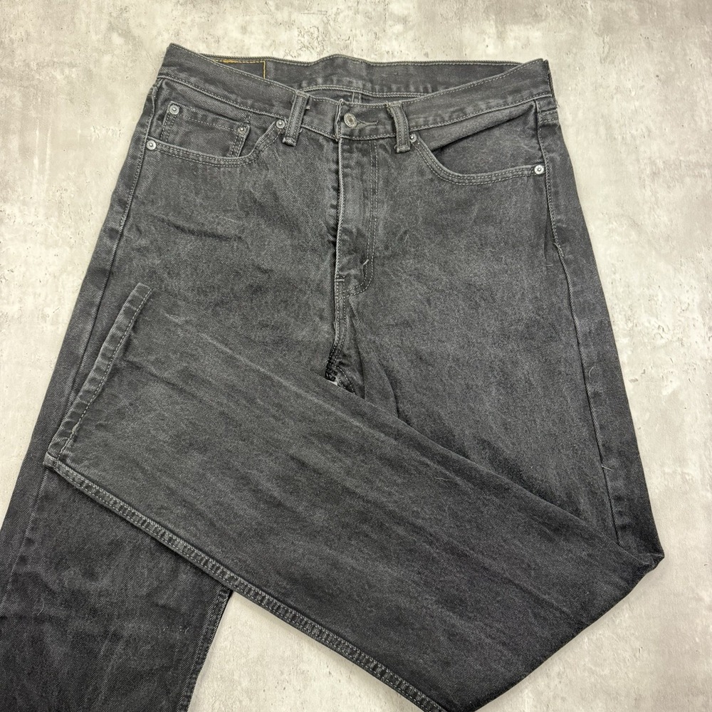 Levi’s 505 Black Denim Regular Fit Men's Red Tab Straight Leg Jeans Size 33 X 34